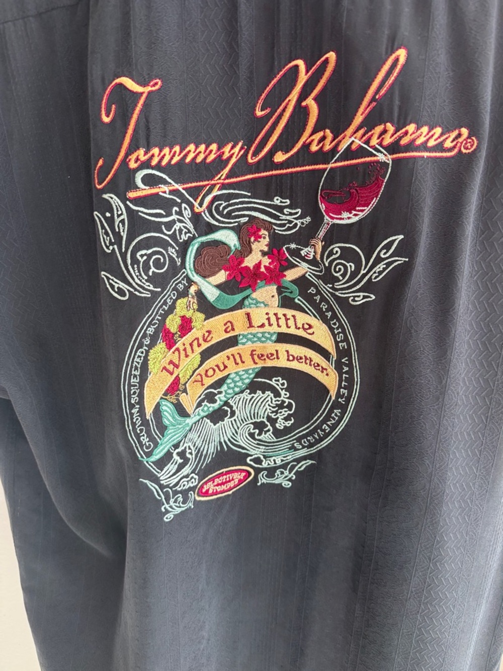Tommy Bahama Black Button down shirt 100% Silk Large